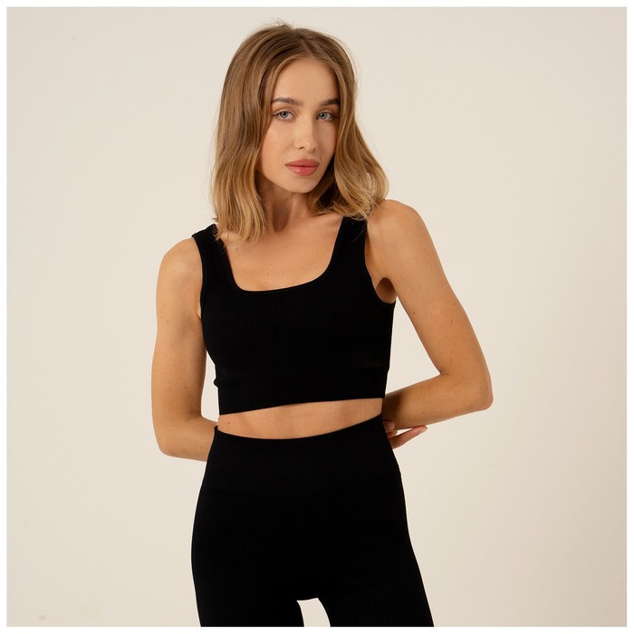 Топ спортивный на широких бретелях Sangh, размер 46-48, чёрный - Фото 1