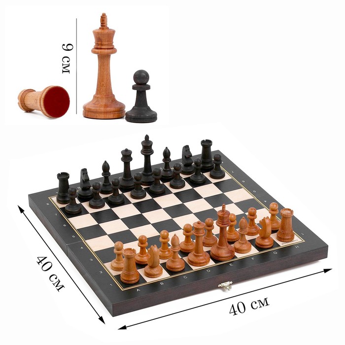 Шахматы турнирные 40 х 40 см "Модерн", утяжелённые, король h-9 см, пешка h-4.4 см, бук - фото 1907886477