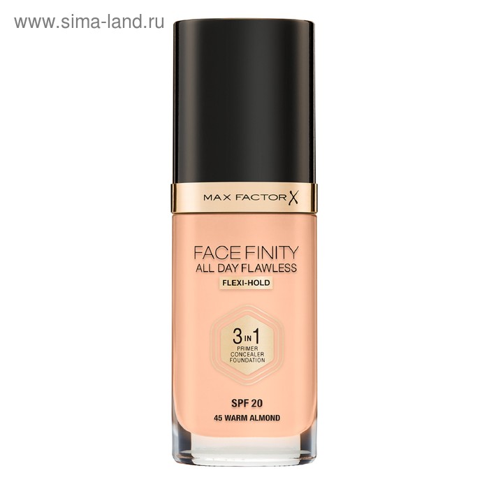 Тональная основа Max Factor Facefinity 3 в 1, тон 45, Warm Almond - Фото 1