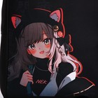 Рюкзак школьный текстильный «Аниме девочка», 38х14х27 см, цвет чёрный - Фото 4