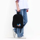 Рюкзак текстильный Котик в костюме, 38х14х27 см, цвет чёрный - фото 320390811