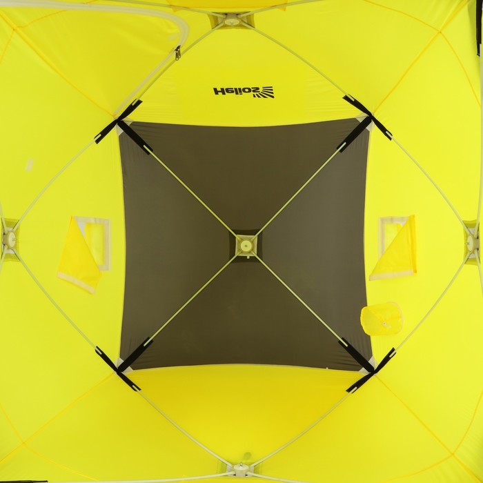 Палатка зимняя Helios "Куб", 1.8 х 1.8 м, цвет жёлтый/серый (HS-WSC-180YG)
