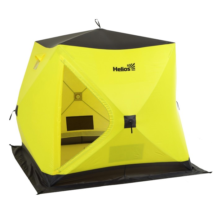 Палатка зимняя утепленная Helios "Куб", 1.75 х 1.75 м, цвет желтый/серый (HS-WSCI-175YG)