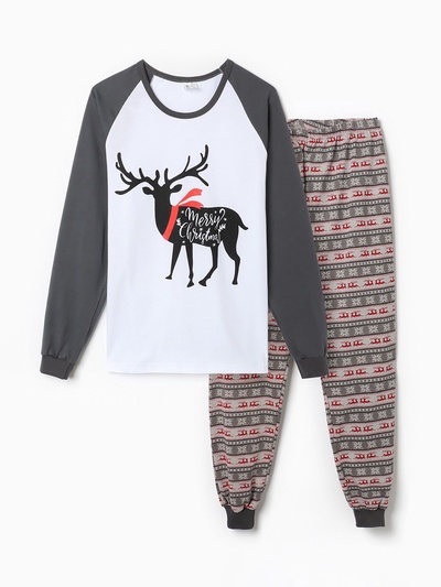 Комплект домашний мужской (лонгслив, брюки), серый, размер 58