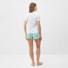 Комплект (футболка,шорты) домашний женский, цвет белый/зеленый, р-р 44 - Фото 3