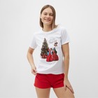 Комплект женский домашний (футболка,шорты), цвет белый/красный, размер 50 - Фото 3