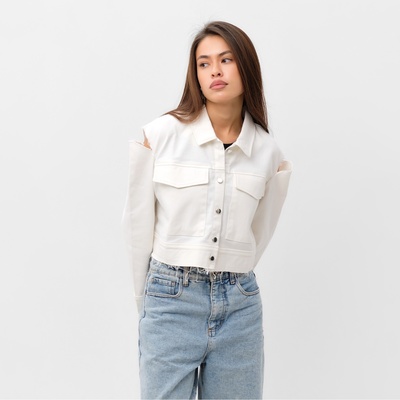 Рубашка женская укороченная с разрезами MIST: Denim р.48, белый