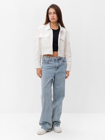 Рубашка женская укороченная с разрезами MIST: Denim, размер 46, белая
