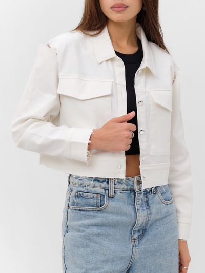 Рубашка женская укороченная с разрезами MIST: Denim, размер 46, белая