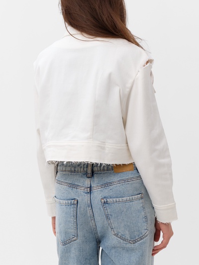 Рубашка женская укороченная с разрезами MIST: Denim, размер 46, белая