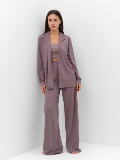 Костюм женский (рубашка, брюки, топ) KAFTAN Base, размер 42, кофейный