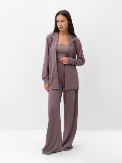 Костюм женский (рубашка, брюки, топ) KAFTAN Base, размер 42, кофейный