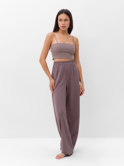 Костюм женский (рубашка, брюки, топ) KAFTAN Base, размер 42, кофейный