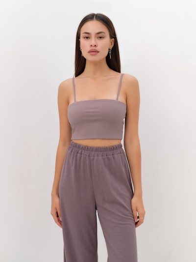 Костюм женский (рубашка, брюки, топ) KAFTAN Base, размер 42, кофейный