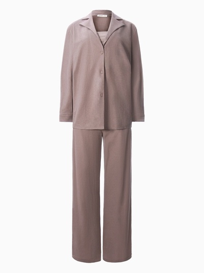 Костюм женский (рубашка, брюки, топ) KAFTAN Base, размер 42, кофейный