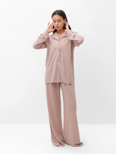 Костюм женский (рубашка, брюки, топ) KAFTAN Base, размер 44, пудровый