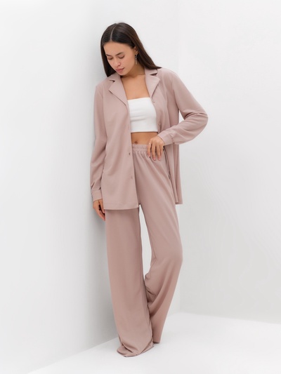 Костюм женский (рубашка, брюки, топ) KAFTAN Base, размер 44, пудровый