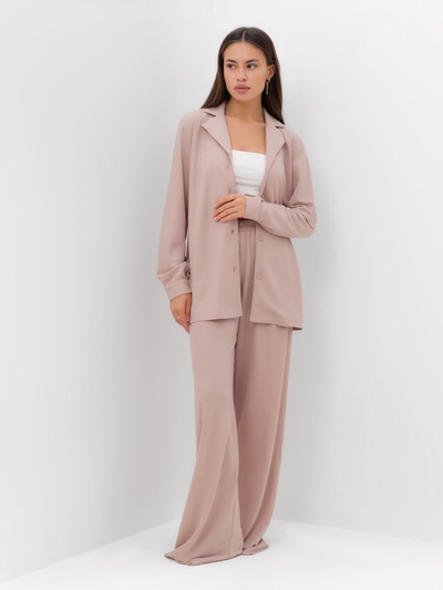 Костюм женский (рубашка, брюки, топ) KAFTAN Base, размер 50, пудровый