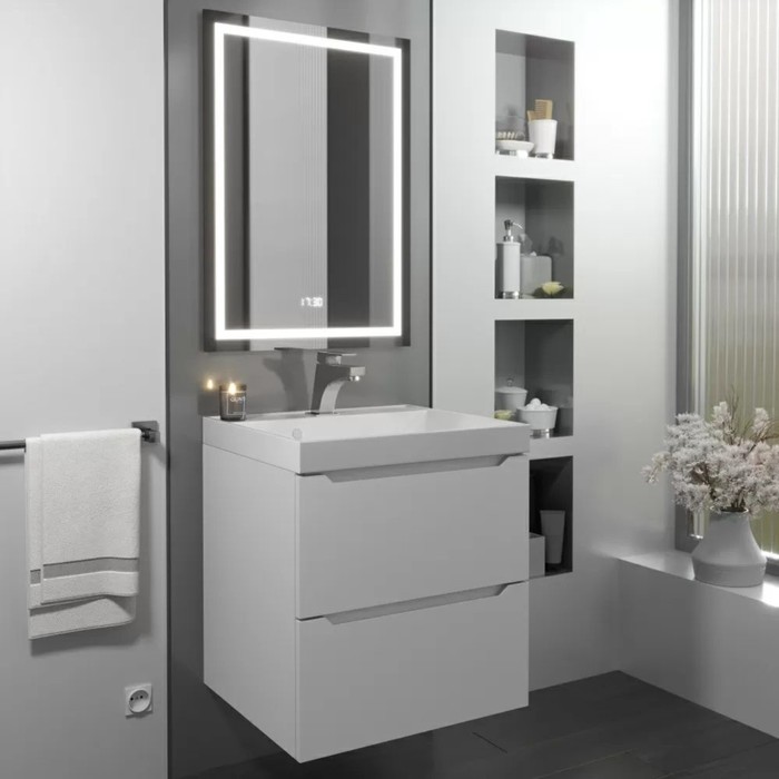 Тумба под раковину Uperwood Tanos, 50 см, подвесная, белая - Фото 1