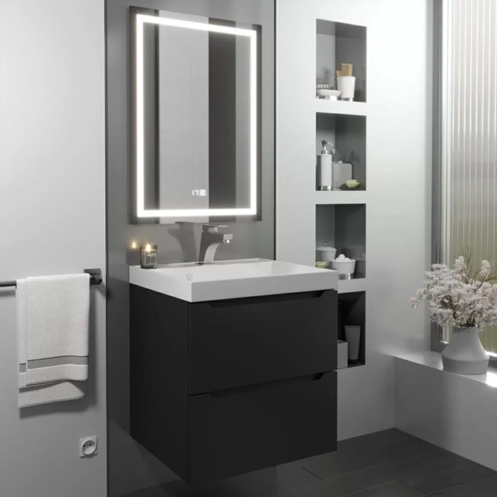 Тумба подвесная Uperwood, под раковину Uperwood Tanos 50, цвет чёрный - Фото 1