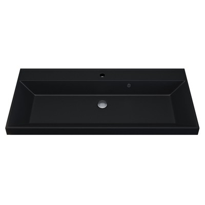 Раковина Uperwood Classic Quartz 100 см, кварцевая, чёрная матовая, уголь