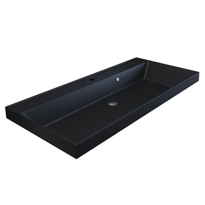 Раковина Uperwood Classic Quartz 100 см, кварцевая, чёрная матовая, уголь