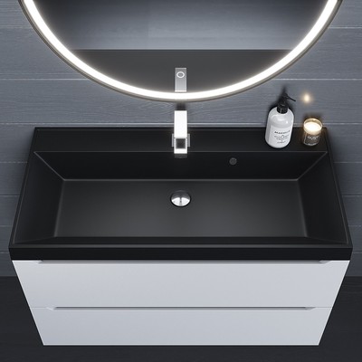Раковина Uperwood Classic Quartz 100 см, кварцевая, чёрная матовая, уголь