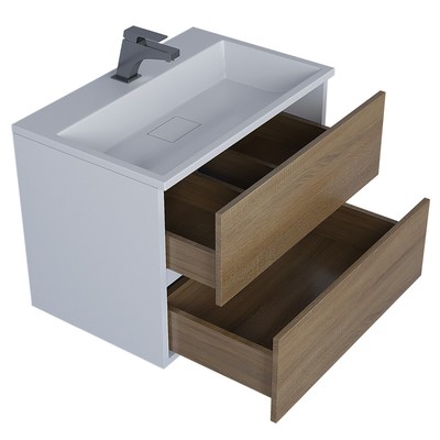 Тумба подвесная Uperwood, под раковину Uperwood Barsa 70, цвет белый/дуб сонома