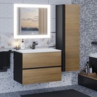 Тумба под раковину Uperwood Barsa, 70 см, подвесная, чёрная, дуб сонома - Фото 3