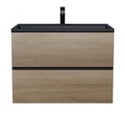 Тумба под раковину Uperwood Barsa, 70 см, подвесная, чёрная, дуб сонома - Фото 7