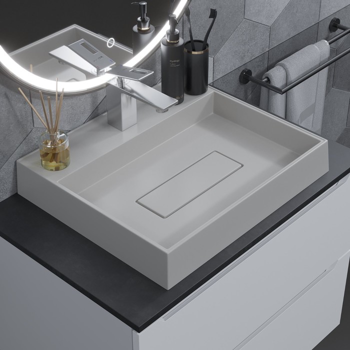 Раковина Uperwood Tanos Quartz 50 см, накладная кварцевая, с декоративной накладкой - Фото 1