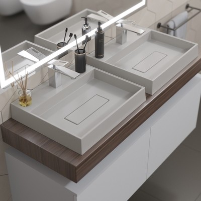 Раковина Uperwood Tanos Quartz 50 см, накладная кварцевая, с декоративной накладкой