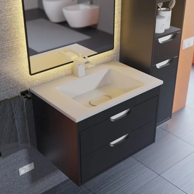 Тумба подвесная Uperwood, под раковину Uperwood Modul 65, цвет чёрный матовый