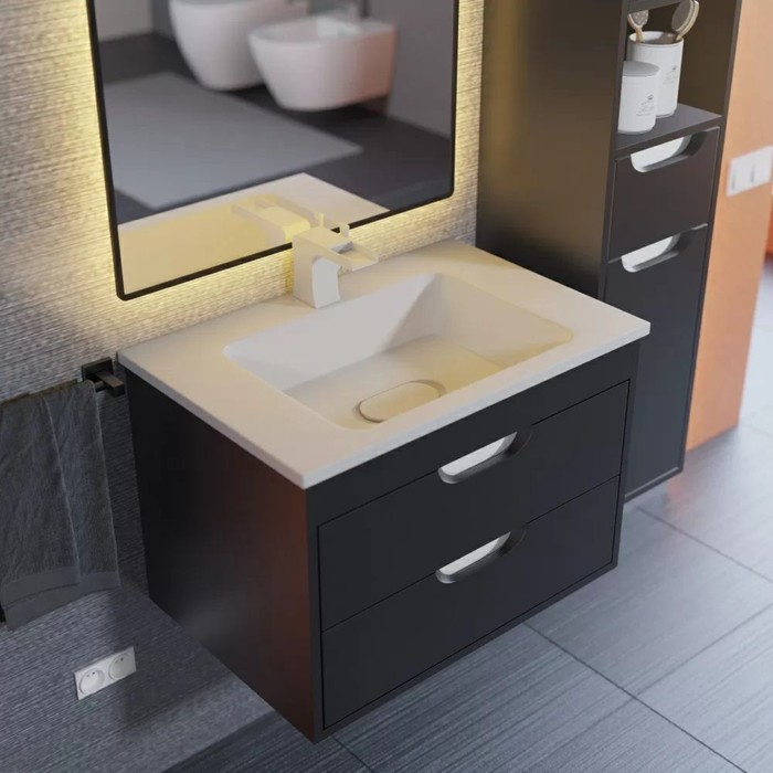 Тумба подвесная Uperwood, под раковину Uperwood Modul 65, цвет чёрный матовый - Фото 1