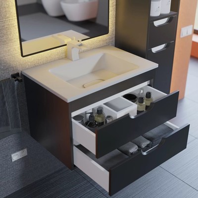 Тумба подвесная Uperwood, под раковину Uperwood Modul 65, цвет чёрный матовый