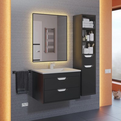 Тумба подвесная Uperwood, под раковину Uperwood Modul 65, цвет чёрный матовый