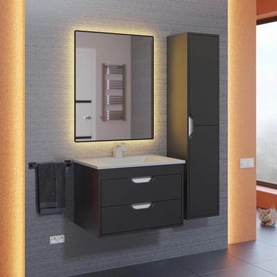 Тумба подвесная Uperwood, под раковину Uperwood Modul 65, цвет чёрный матовый