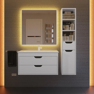Тумба подвесная Uperwood, под раковину Uperwood Modul 80, цвет белый матовый/графит