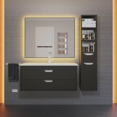 Тумба подвесная Uperwood, под раковину Uperwood Modul 100, цвет чёрный матовый