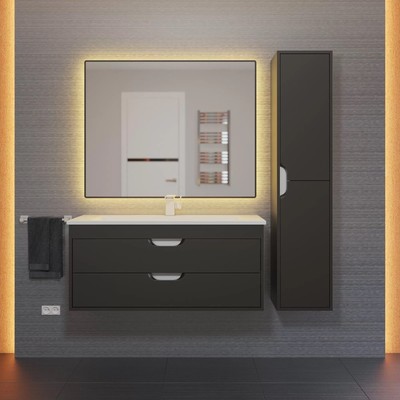 Тумба подвесная Uperwood, под раковину Uperwood Modul 100, цвет чёрный матовый