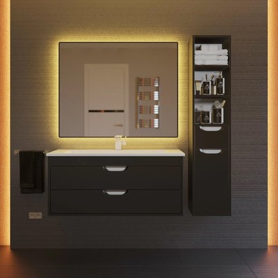 Тумба подвесная Uperwood, под раковину Uperwood Modul 100, цвет чёрный матовый