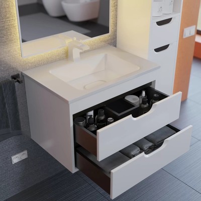 Тумба подвесная Uperwood, под раковину Uperwood Modul 65, цвет белый матовый/графит