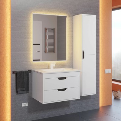 Тумба подвесная Uperwood, под раковину Uperwood Modul 65, цвет белый матовый/графит