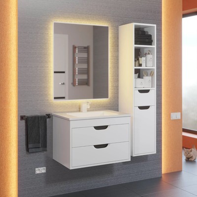Тумба подвесная Uperwood, под раковину Uperwood Modul 65, цвет белый матовый/графит