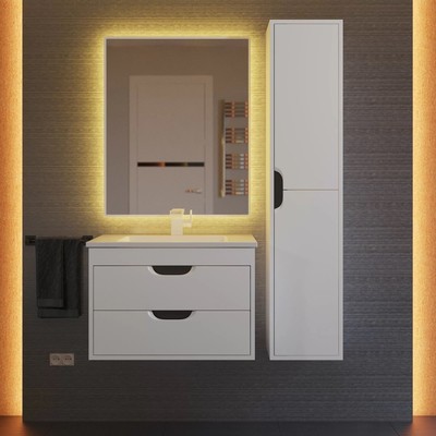 Тумба подвесная Uperwood, под раковину Uperwood Modul 65, цвет белый матовый/графит