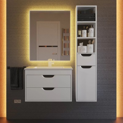 Тумба подвесная Uperwood, под раковину Uperwood Modul 65, цвет белый матовый/графит
