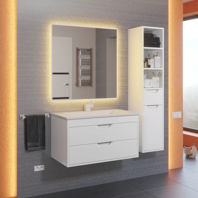 Тумба подвесная Uperwood, под раковину Uperwood Modul 80, цвет белый матовый