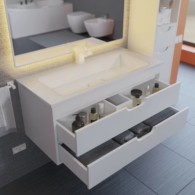 Тумба под раковину Uperwood Modul 100 см, подвесная, матовая, белая