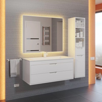 Тумба под раковину Uperwood Modul 100 см, подвесная, матовая, белая