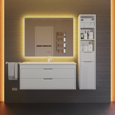 Тумба под раковину Uperwood Modul 100 см, подвесная, матовая, белая